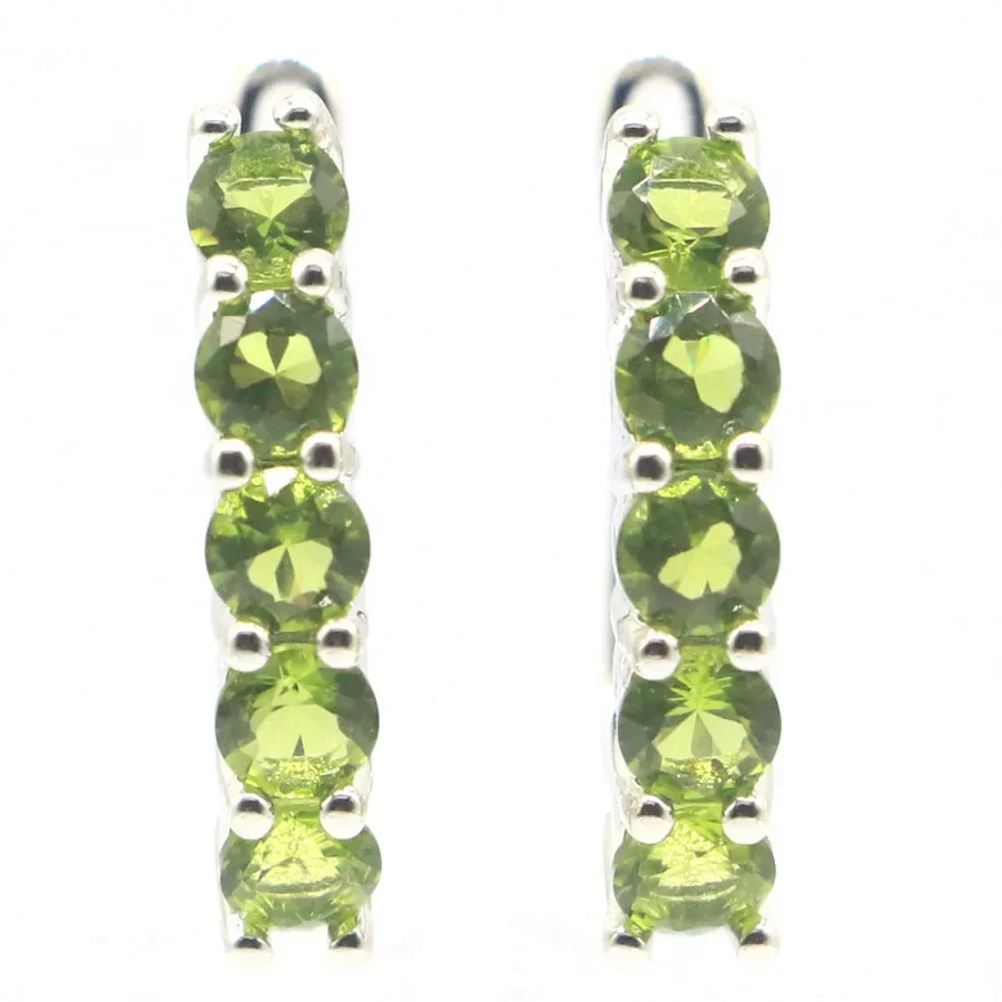 3.5g 925 SOLID STERLING SILVER Earrings Unheated Green Peridot Purple Spinel White CZ High Trendy Polished