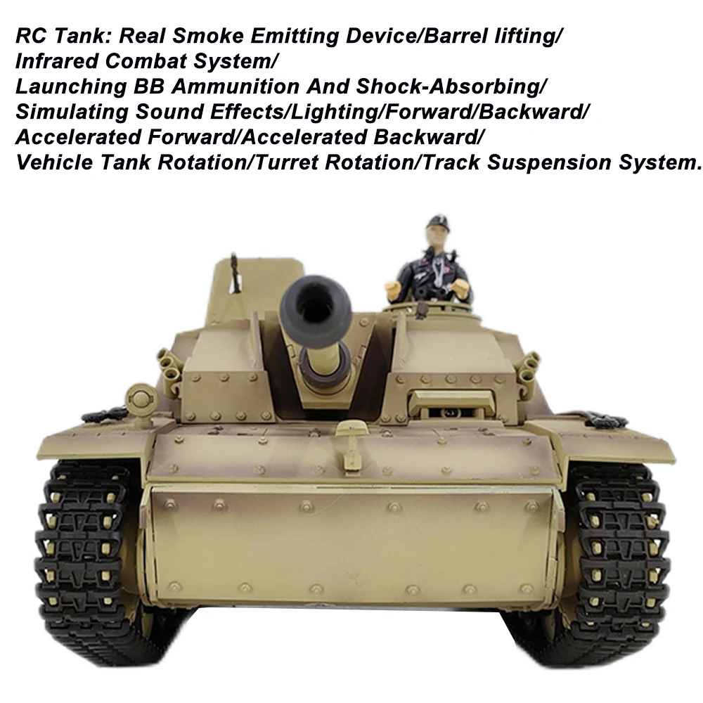 3868 Large Remote Control Assault Tank F/8 No.3 TK7.0 Airsoft BB Shooting 1/16 Scale RC  Military Vehicle Truck Collection Model 5