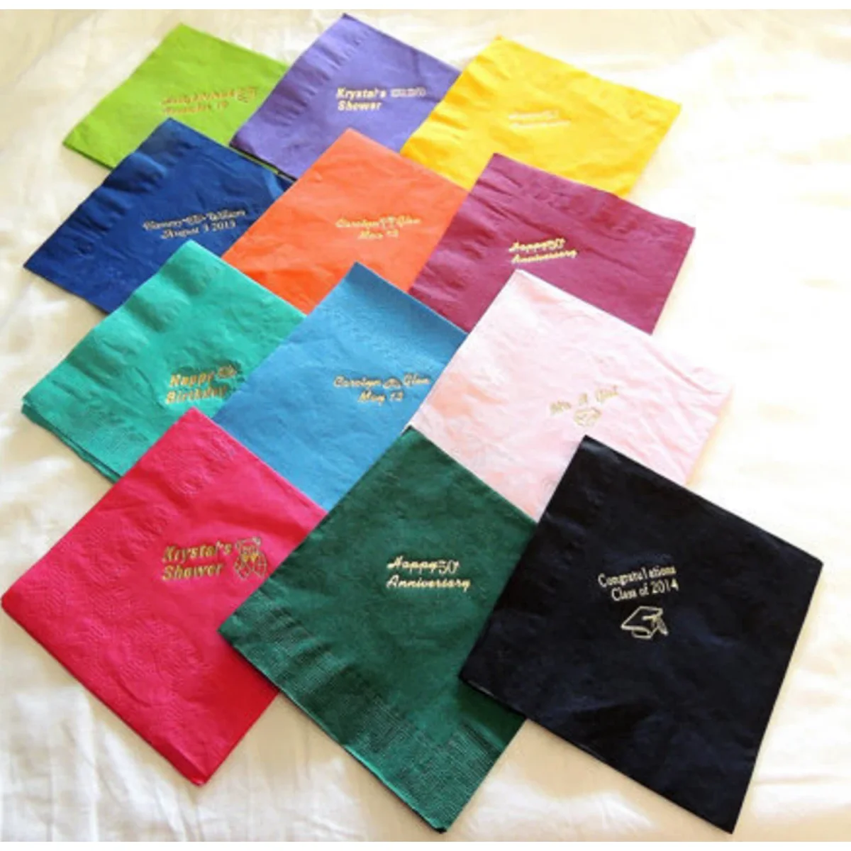 Personalized Beverage Napkins Custom Stamped Cocktail All Occasion Foil Printed Wedding, Bridal Shower, Graduations
