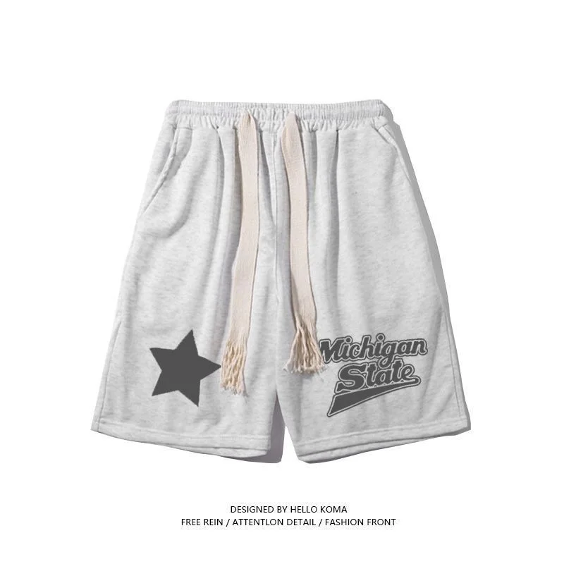 ICCLEK men's shorts casual pants wide leg pants printed shorts
