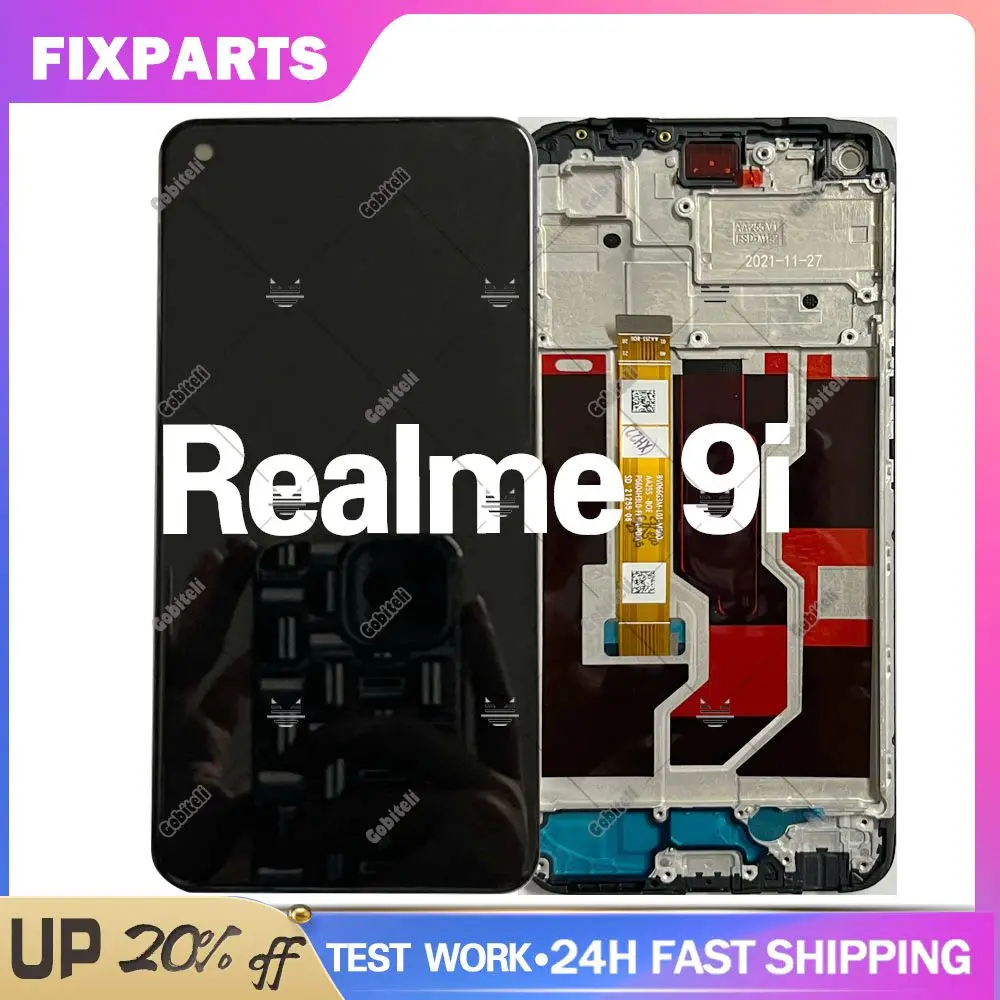 

6.6" Tested For Oppo Realme 9i RMX3491 LCD Display Screen Touch Screen Panel Digitizer For Realme 9i 4G LCD With Frame