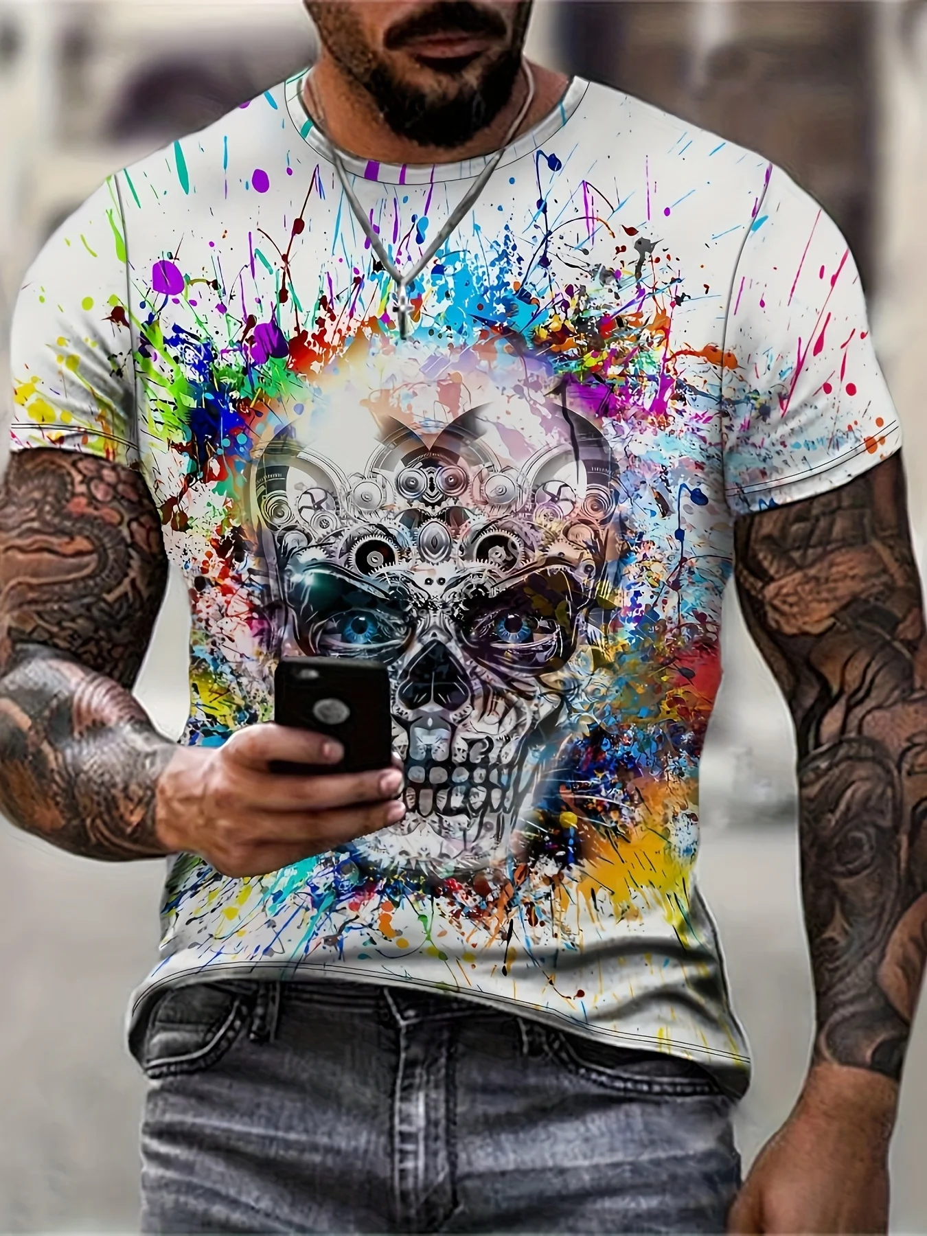 トップス TATTO LS T-SHIRT Dragon Skull Deadstock 1990 J.D. Crowe Official Tattoo Brand Dragon Skull T-shirt