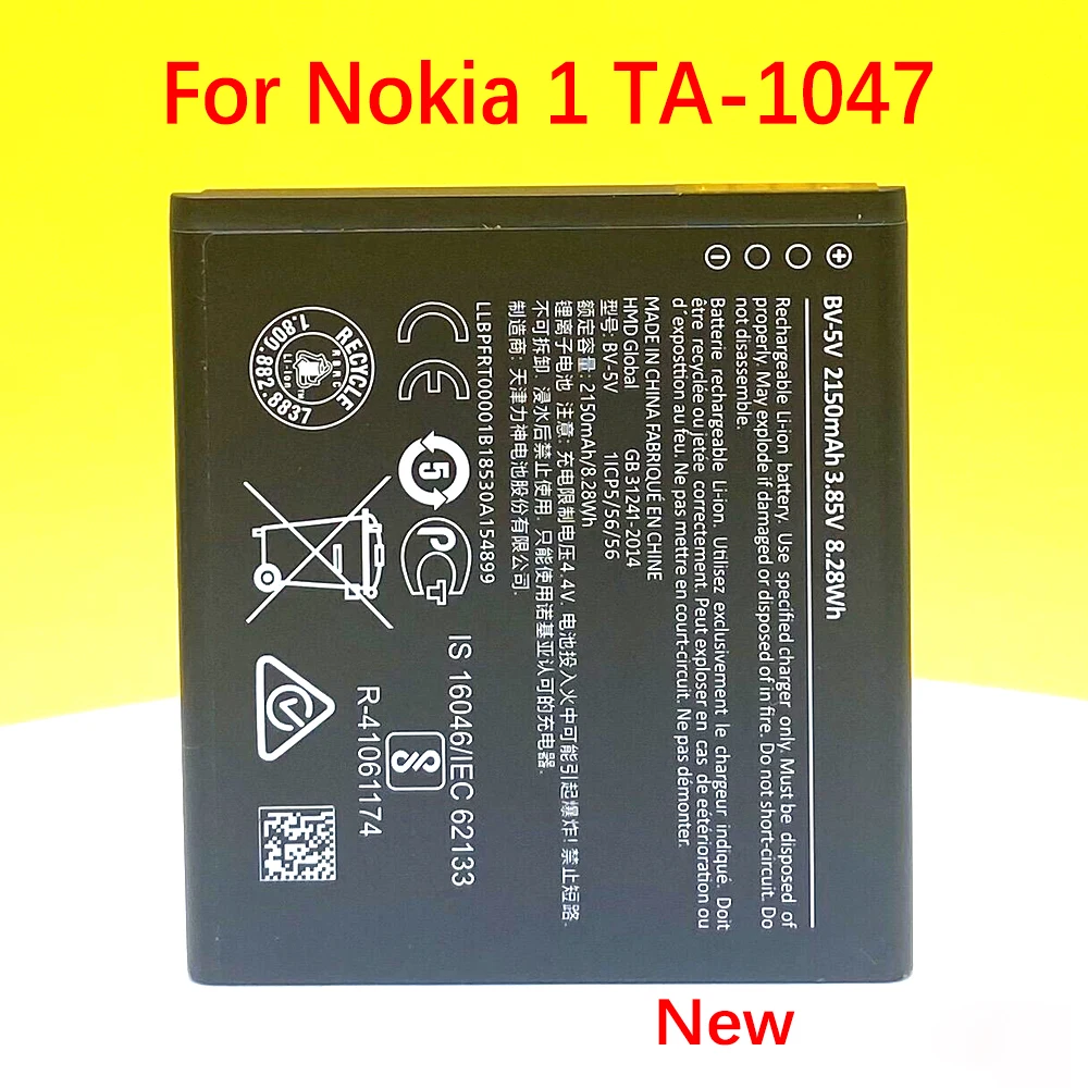 100% Nuova Batteria Bv-5V 2150Mah Per Nokia 1 Ta-1047 Bv 5V Bv5V Batteria Alta Qualità + Numero Di Tracciamento
