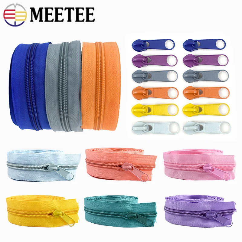 3/5/10M3#5#RainbowNylonZipperTapeWithZippersPullSliderDecorativeZipRepairKitBagGarmentJacketSewingAccessories-AliExpress