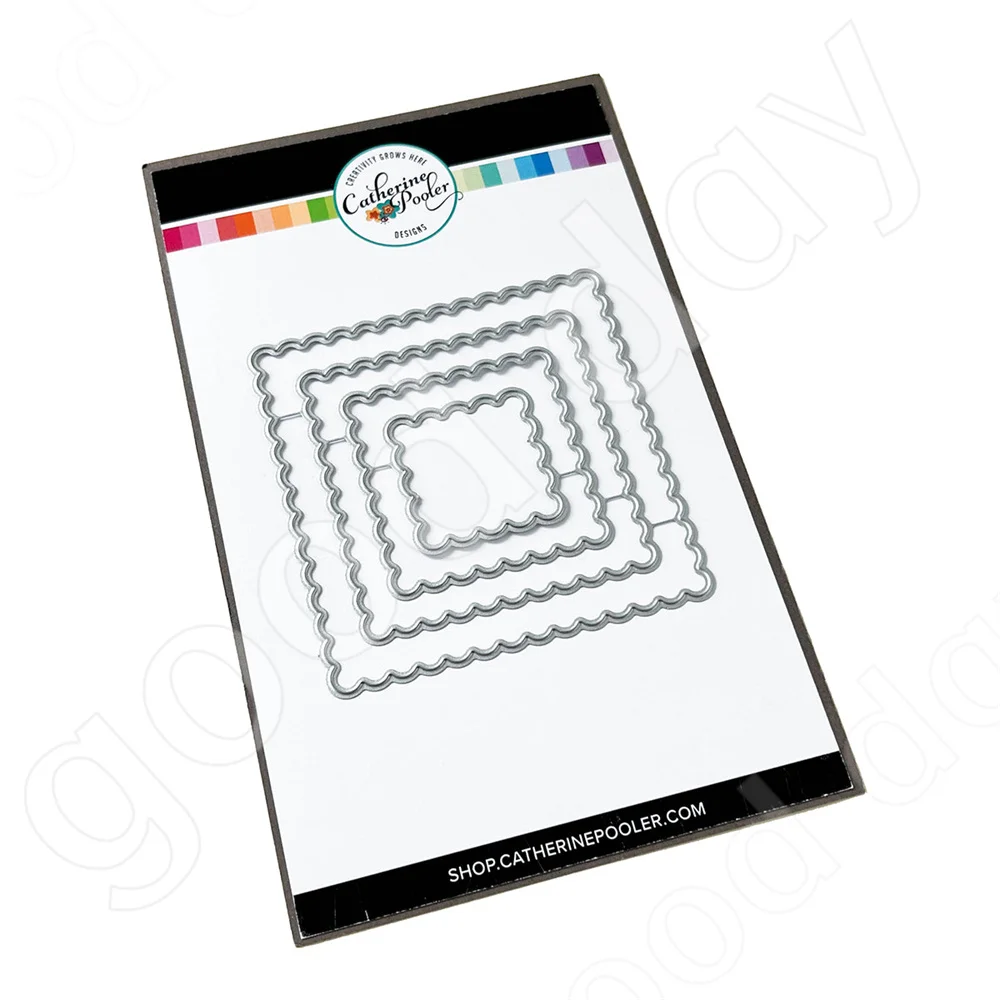 

2023 New Arrival Scallop Square Metal Cutting Dies Scrapbook Diary Decoration Embossing Template Diy Greeting Card Handmade