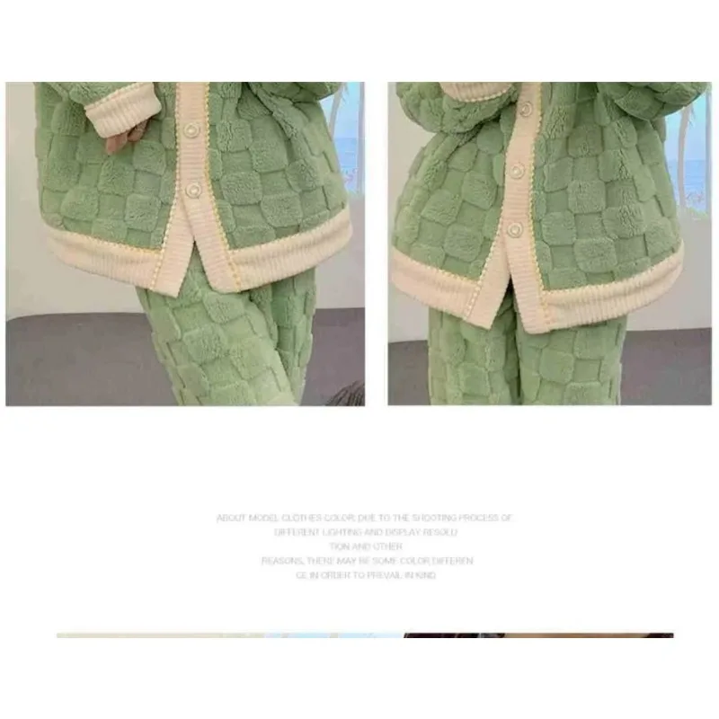 Coral velvet pajama women Autumn Winter thickened loose flannel women's set Student Korean cute Home dress Can be worn outside