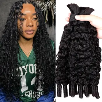 Human Braiding Hair Bulk for Boho Braids Burmese Curly Boho Hair for Braiding Knotless Burmese Curly Bulk Hair Extension No Weft 1