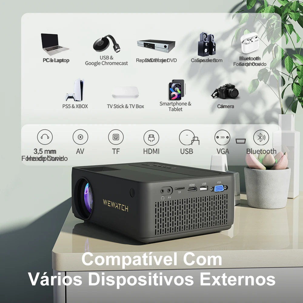 Projetor Wewatch V10 Pro 1080P Wifi 150 Ansi Lumen Superdescontostop