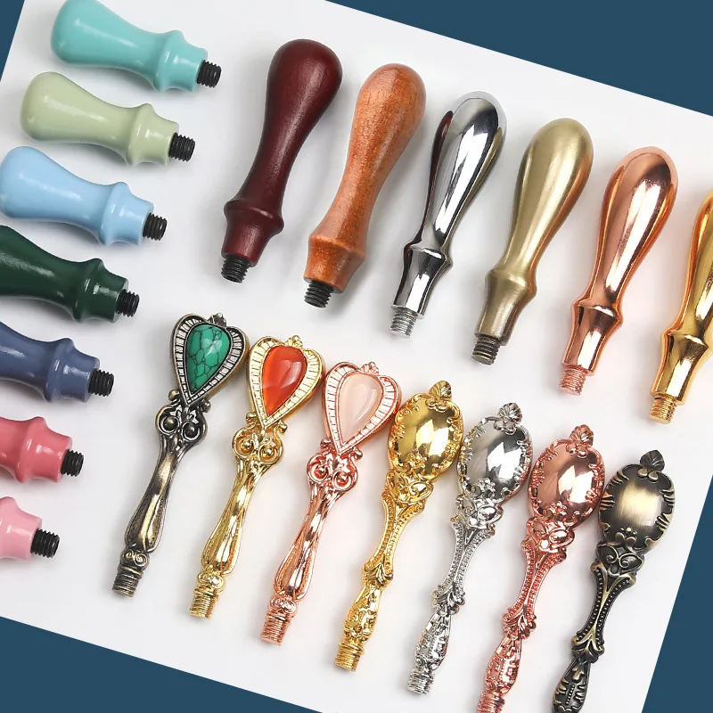 Wooden Handle Fire Paint Seal Macaron Color DIY Decoration