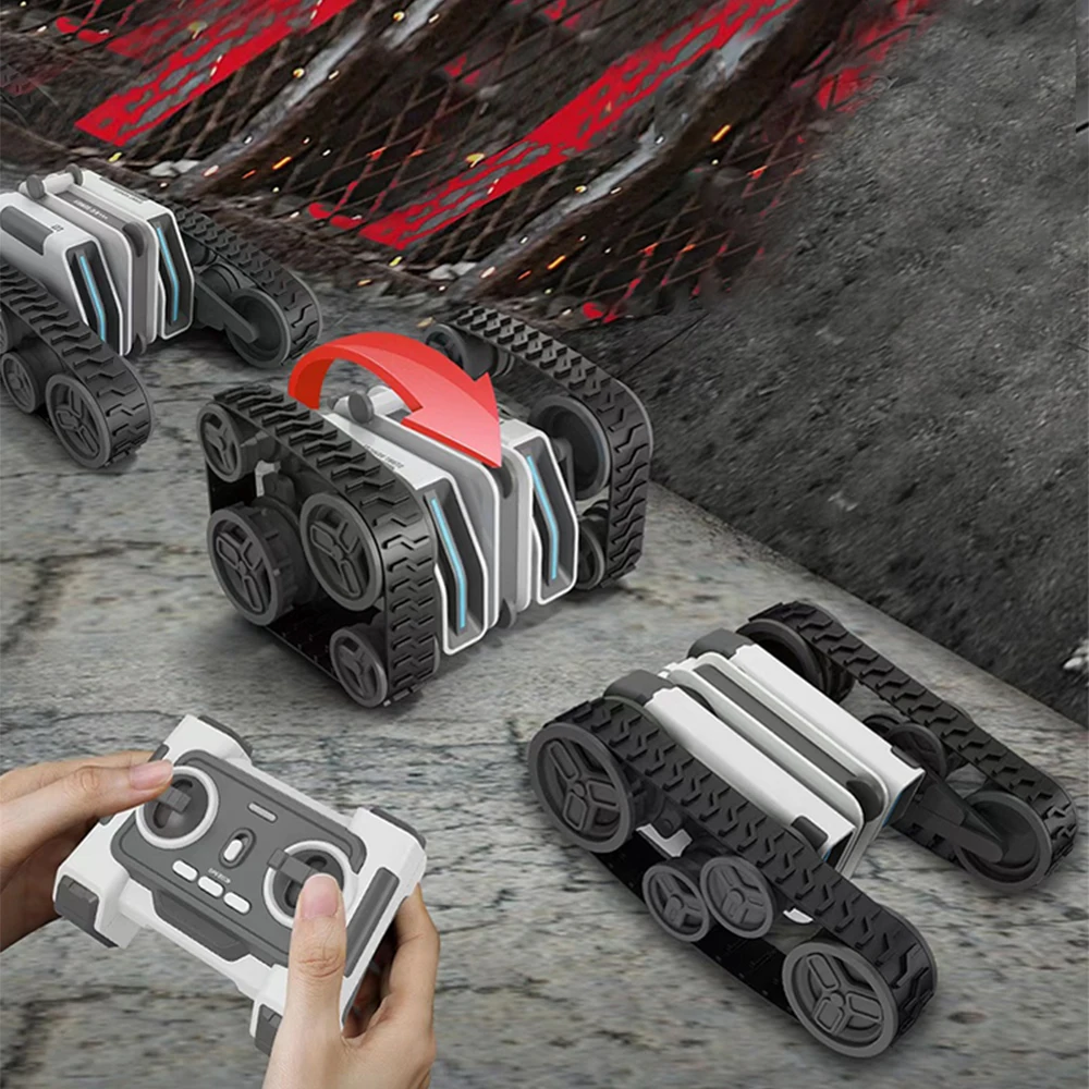 RC Tank Remote Control Tank Stunt Vehicle Double Flip Cool Lighting 360 &deg; Rotating Fancy Stunts Electric Car Kid Toy Gift remote control car remote control vehicle remote control tank