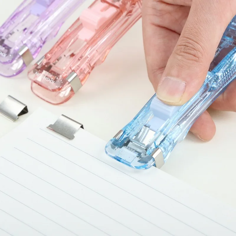 Paper Clipper Stapler Push Clamp File Documents Binding Tool with Refills