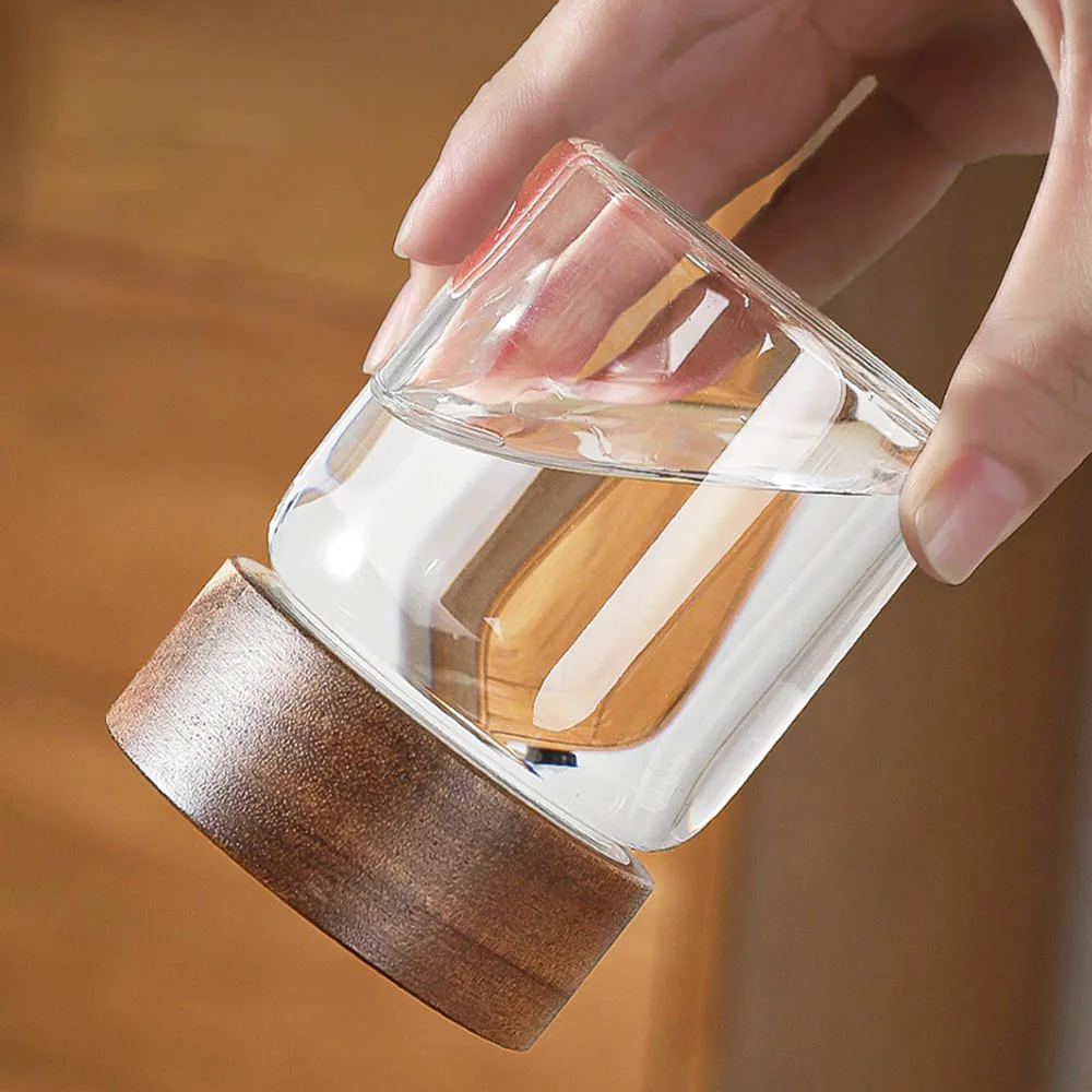 High Borosilicate Glass With Lids Storage Tank Acacia Wood Miscellaneous Grain Sealed Can Storage Pots Split Bottle Spice Jars 3