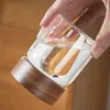 High Borosilicate Glass With Lids Storage Tank Acacia Wood Miscellaneous Grain Sealed Can Storage Pots Split Bottle Spice Jars 3
