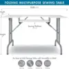 Sew Ready Folding Multipurpose Sewing Table - 47.5"" W X 28"" D Foldable White Hobby And Sewing Machine Table With Adjustable 3