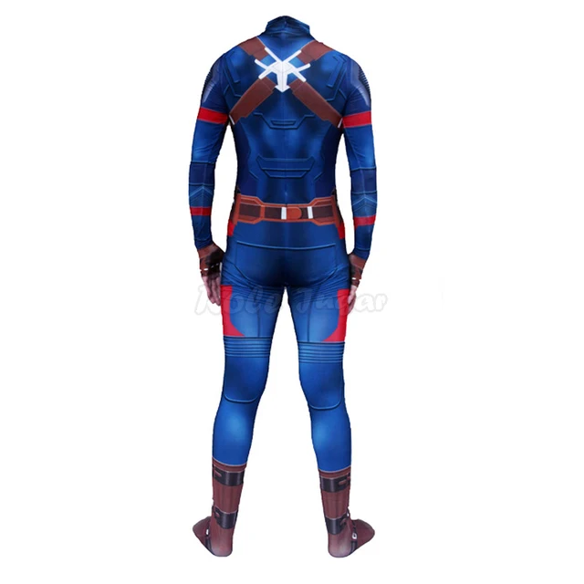 New Captain America Jumpsuit Cosplay Costume Superhero Adult Kids Halloween Carnival Party Show Bodysuit - Image 2