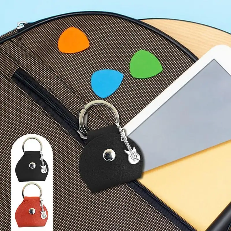 Guitar Pick Storage Case Picks Storage Organizer Pendant PU Leather Tool For Home Stage Performance School Concert