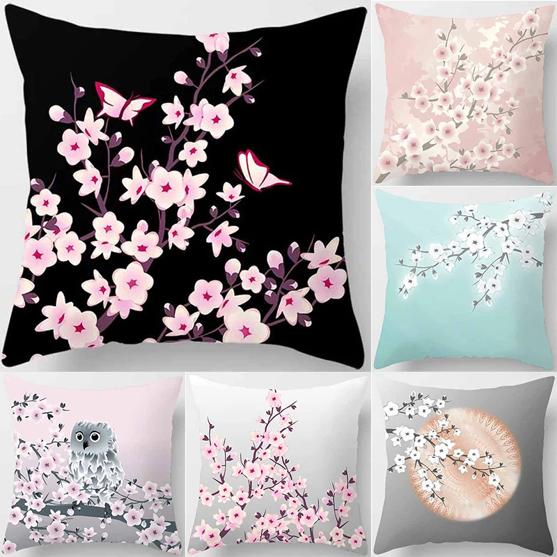 

Customizable Cherry Blossom Throw Pillowcase Polyester Home Decor