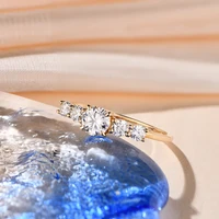 Round Cut D Color VVS1 Moissanite 10K 14K Yellow Gold Plated Engagement Wedding Band Moissanite Lab Grown Diamond Ring for Women 3