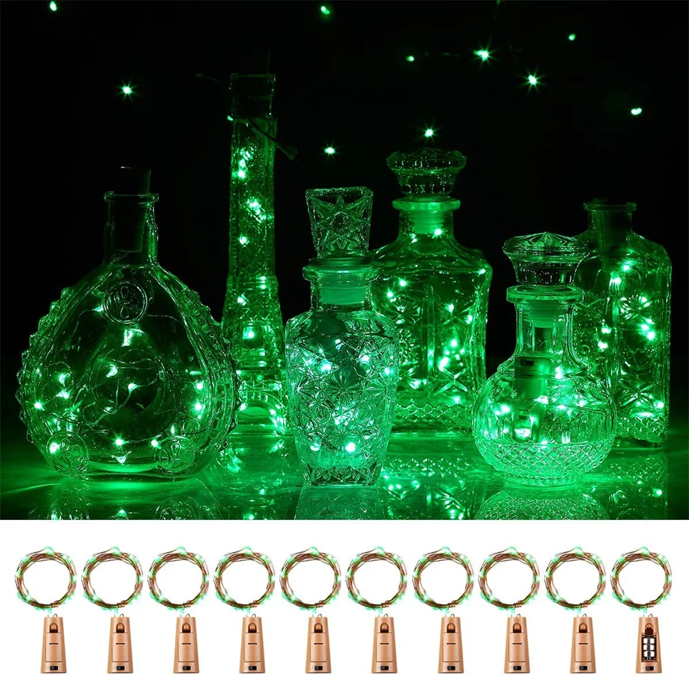 20 LED 10 Packs Wine Bottle Lights Copper Wire Fairy String Light Warm White Bottle Stopper Atmosphere Lamp for Xmas Holiday