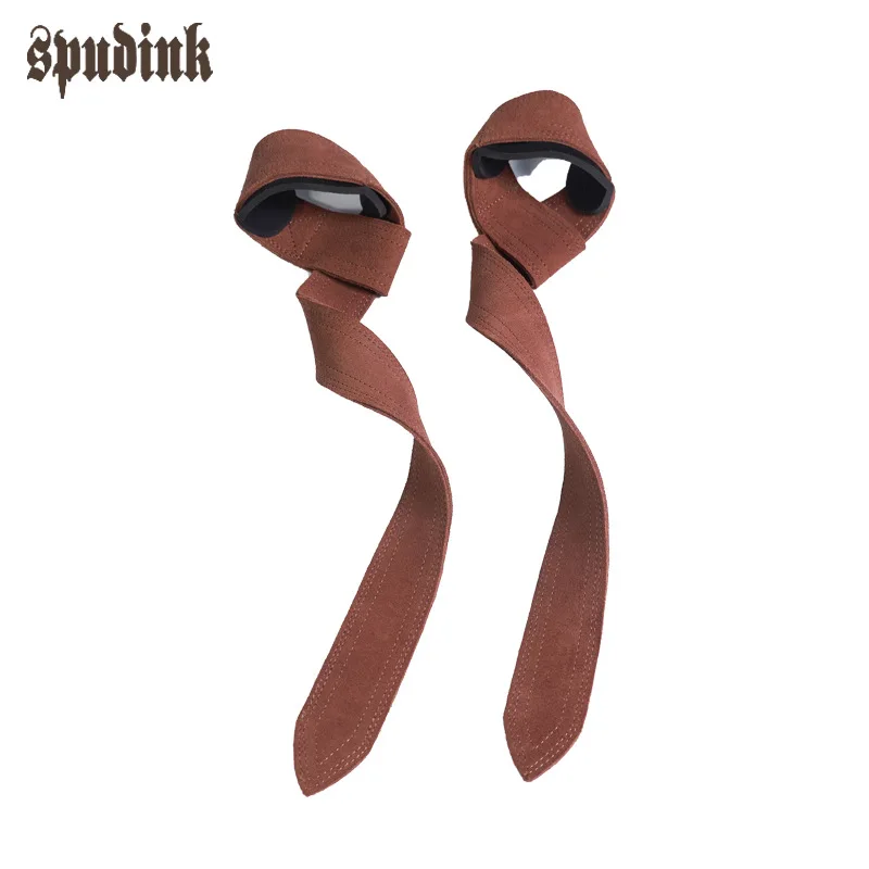 Leather Weight Lifting Wrist Straps Pull-ups Bands Fitness Bodybuilding Training Gym Lifting Straps with Non Slip Cowhide Grip 5