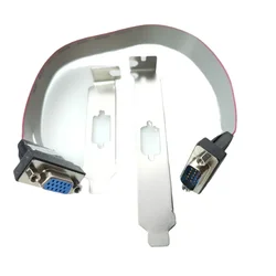 Compact VGA Extension Cable with Low Profile Bracket for Monitors, TVs, and Projectors - 30cm (Cable and 2 Brackets)