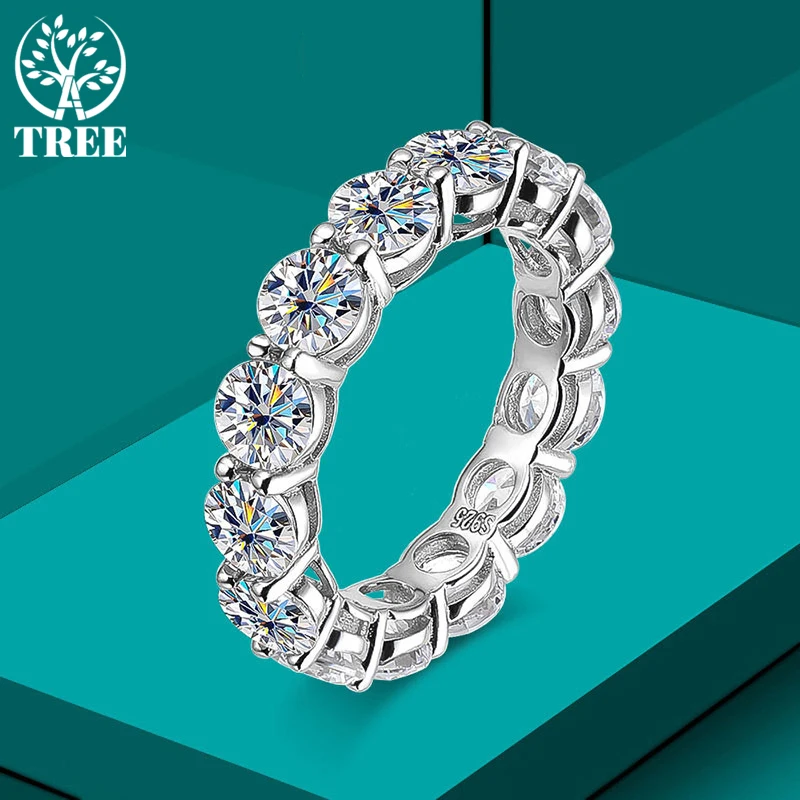 

ALITREE 5mm 7ct D Color Moissanite Ring 925 Sliver Plated with White Gold Wedding Band Eternity Band Engagement Rings For Women