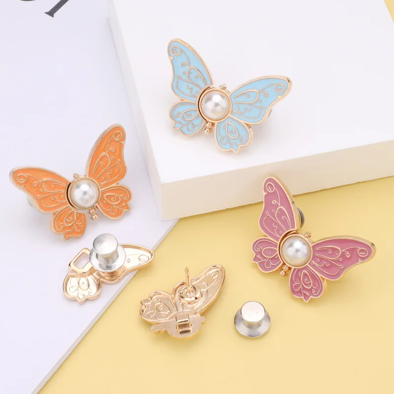 1Pair Adjustable Butterfly Waist Button for Tighting Waistline of Pants Jeans Skirts Waist Reduce Buckles No Sewing Required 4