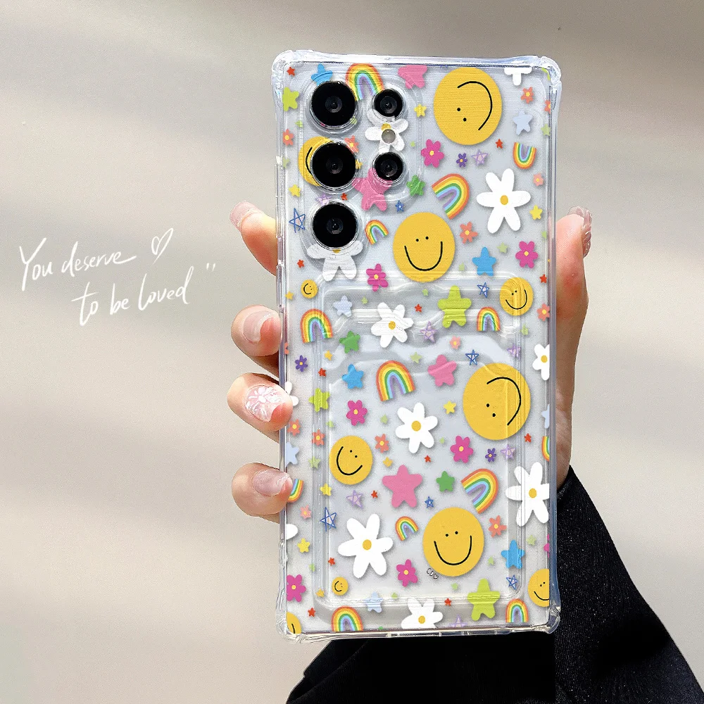 Floral Soft TPU Card Holder Phone Case