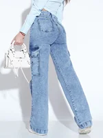 Women's Cargo Jeans with Multiple Pockets - Stylish and Practical Work Denim Pants for Everyday Comfort and Functionality - Image 4