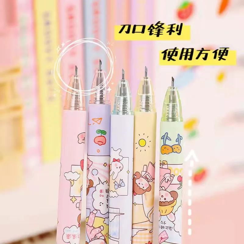 Cute Utility Knife in Bulk Push-button Carving Knife Pen Knife Cartoon Paper Knife Small Utility Knife Pen Knife Hand Account