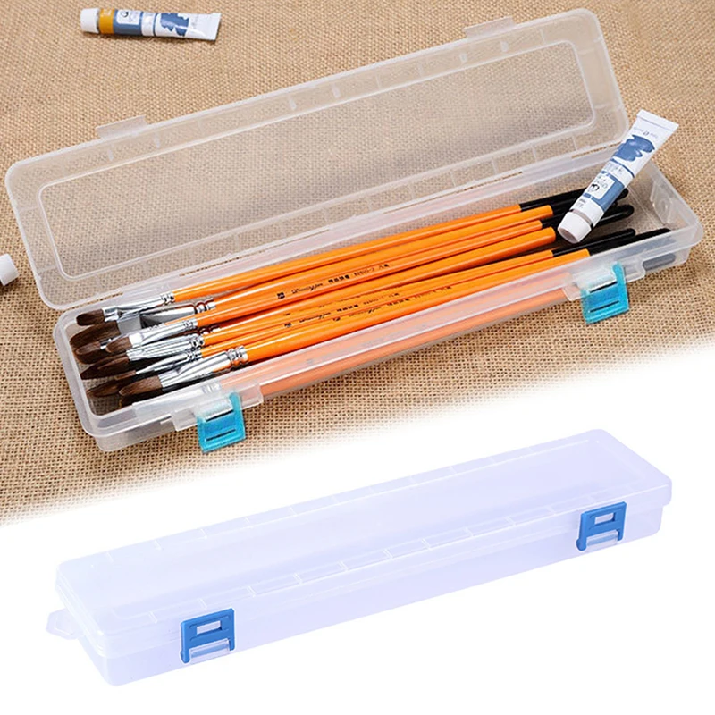 Transparent Brush Painting Pencils Storage Box Watercolor Pen Container Drawing Tools Bin Plastic Organizer Case paint organizer