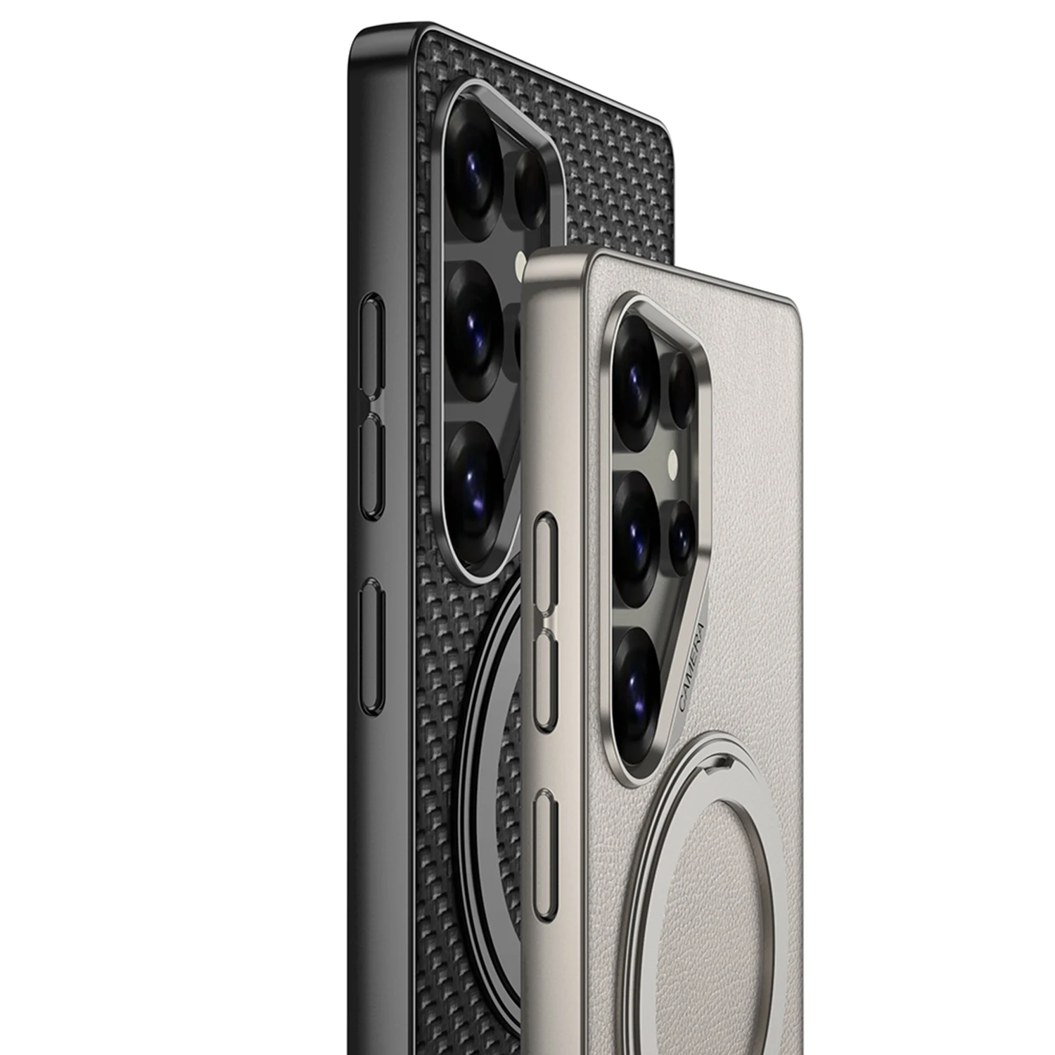 Premium Vegan Leather Slim Phone Case with Metal Lens Protector - High-End Anti-Scratch Cover