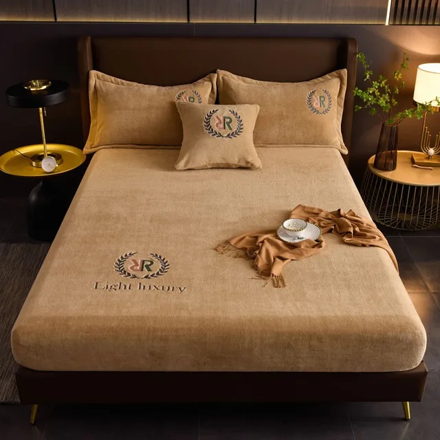 Drap-housse élastique en peluche pour couple, couvre-lit double, housse de matelas en lin, 90, 150, 180x200, poche profonde chaude, hiver 2