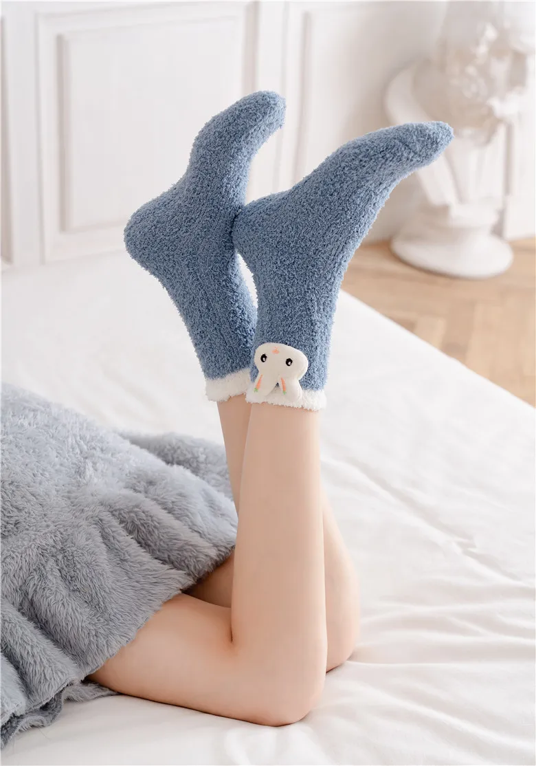 Chaussettes En Peluche Pour Femmes,Femmes Hiver Tricoté Tube