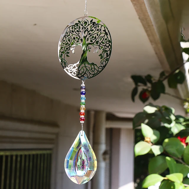 Szivárvány Csakra Kristály Napsütő Üveg Prizmák Lógó Üldöző Életfája Szélcsengő Művészete Medál Windows Kerti Dekoráció - Image 4
