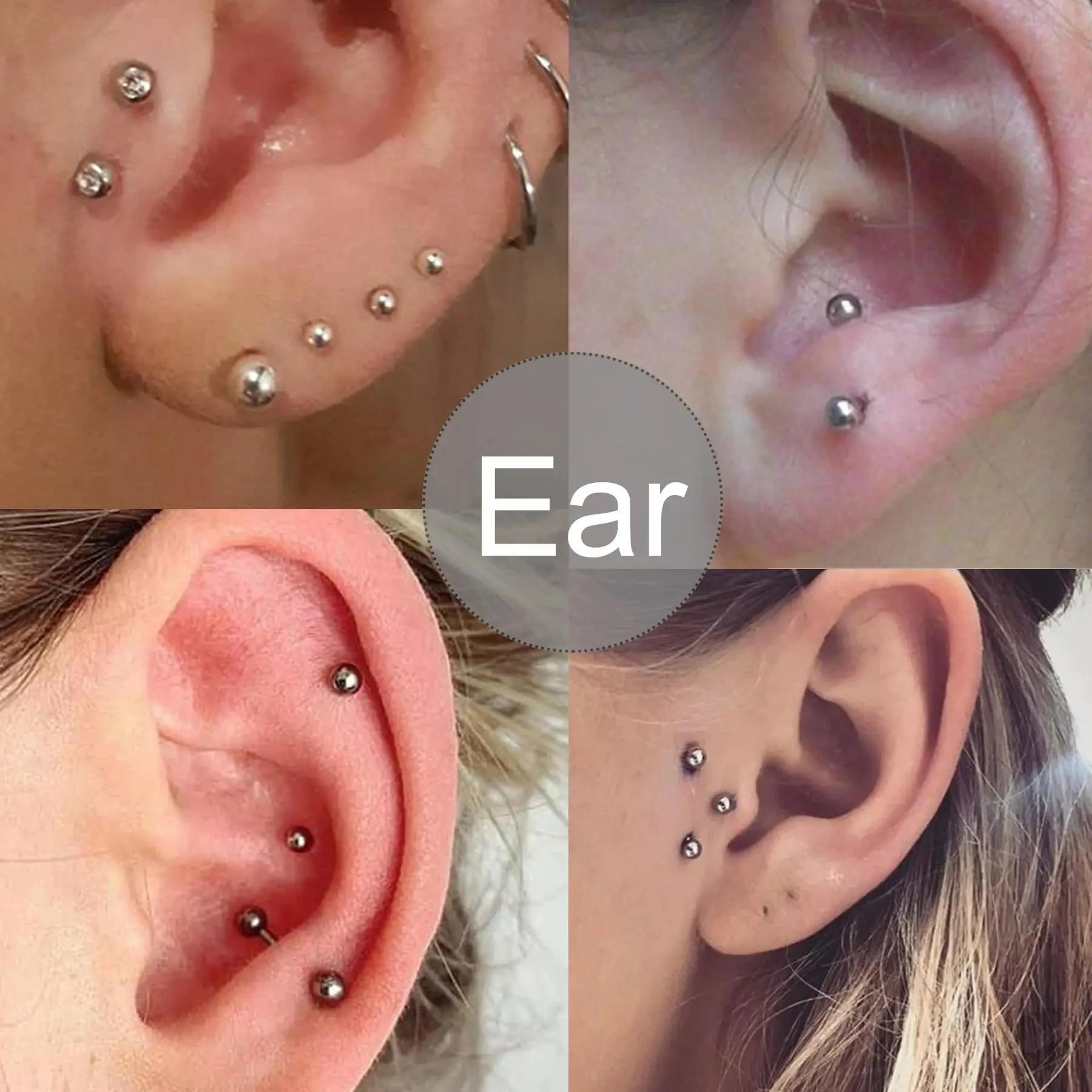 Fake Eyebrow Piercing Fake Lip Labret Studs Stick On Fake Nose Stud Facial Piercing Adhesive Face Jewelry Non Piercing Skin 2