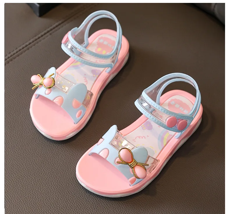 Summer Fashion Sandals For Girls Bowtie Flat Sandals 1-10 Years Children Beach Shoes Little Girl Non-slip Soft Sole Sandals Kids leather girl in boots