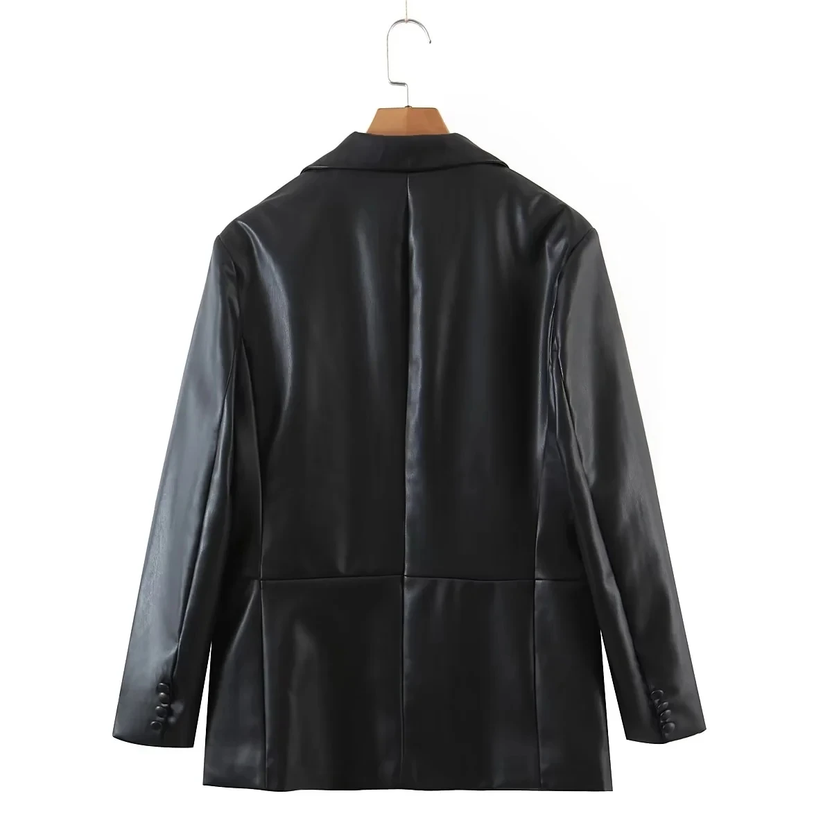 Jenny&Dave Ins Fashion Blogger Vintage Boyfriend Loose Leather Blazers Fashion High Street Casual Jacket Women