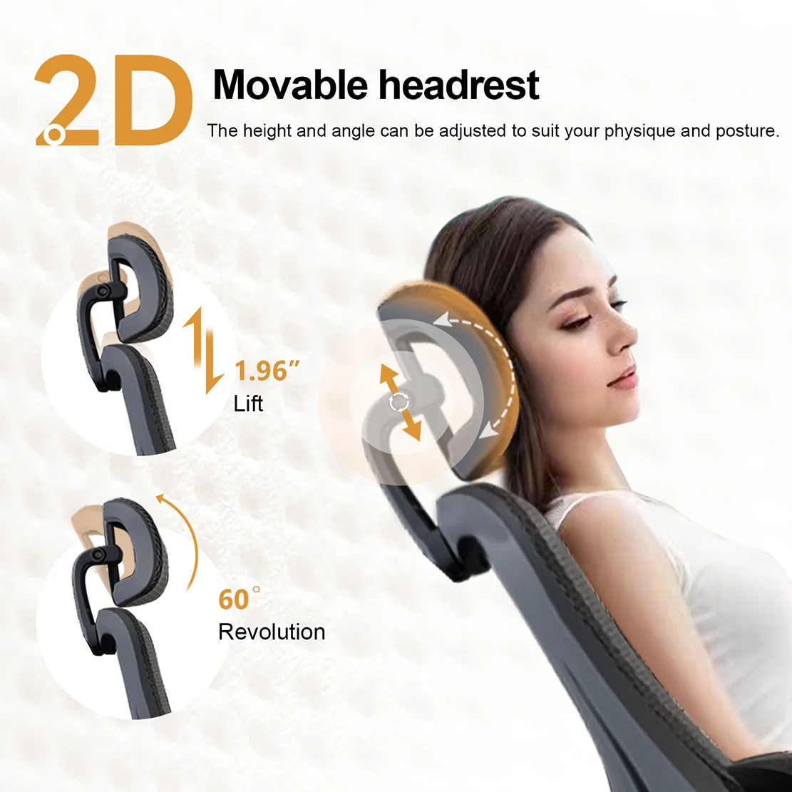 Ergonomic Office Chair, High Back Mesh Computer Chair With 3D Armrest Adjustable Headrest, Comfy Home Office Desk Chairs 4