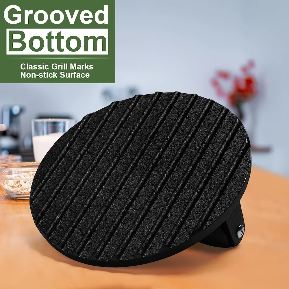 7" Round Cast Iron Burger Press for Griddle Sandwich Nonstick Pan