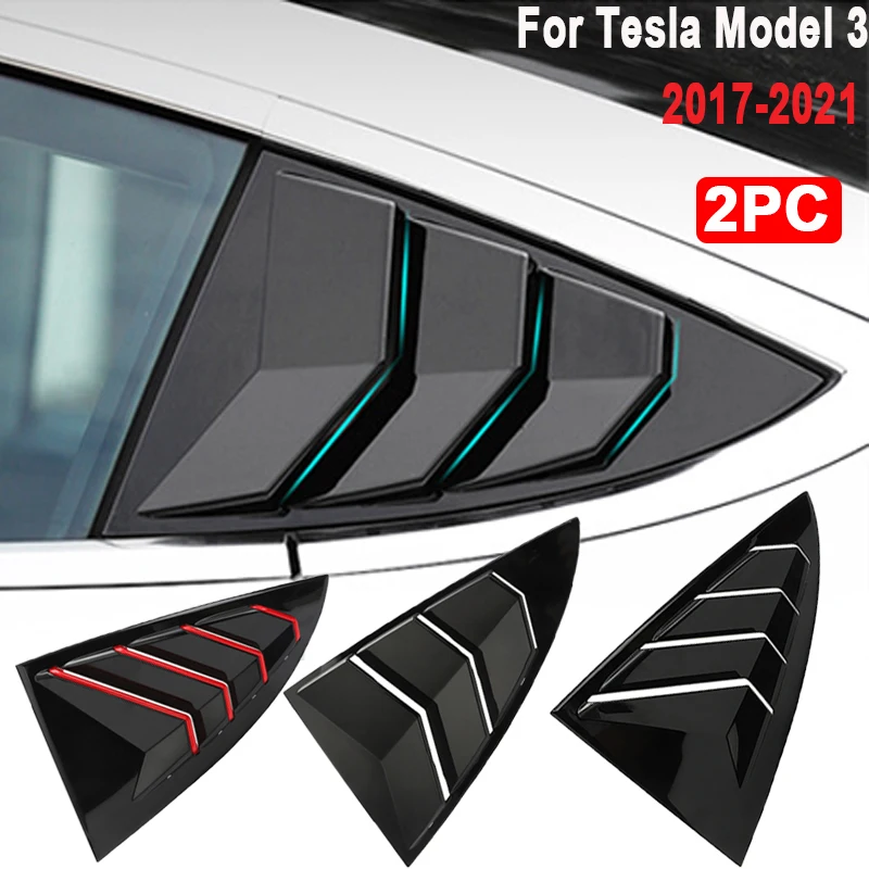 

Автомобильные задние треугольные жалюзи Tesla Model 3 2017-2021, защитные наклейки, заднее стекло из АБС-пластика, затвор на окно