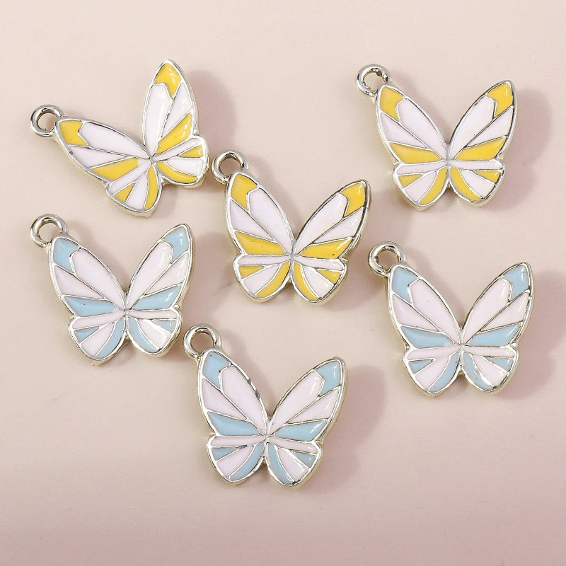 20 Stück 20x20mm Niedliche Tier-Anhänger, Emaille Fliegende Schmetterlinge Charms für Schmuckherstellung, Ohrringe, Halsketten, DIY-Bastelbedarf – Detail 5