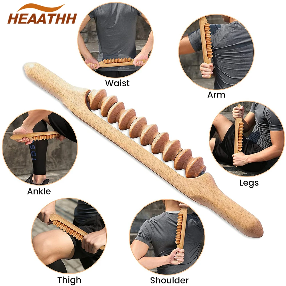 Wood Therapy Roller Massage Tool Lymphatic Drainage Cellulite Tool Trigger Point Manual Muscle Release Roller Stick Massager