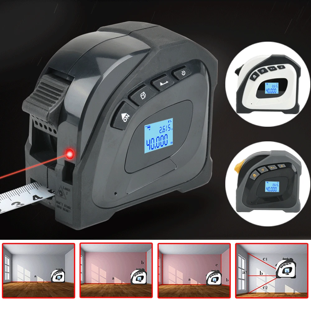 2in1-Laser-Rangefinder-5m-Tape-Measure-Ruler-LCD-Display-Distance-Meter ...