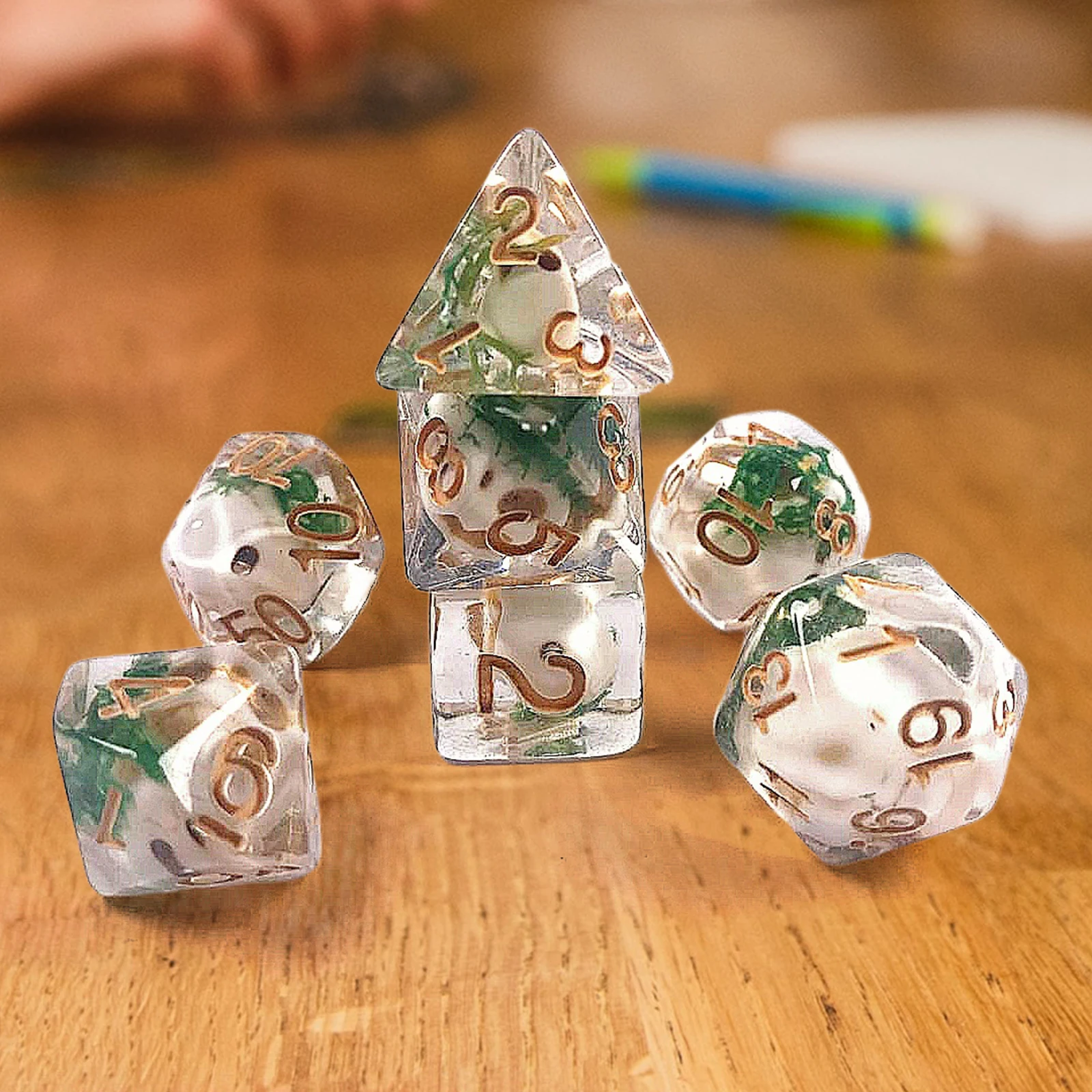 7x Multi Sided Polyhedral Dices Set Party Toys Filled with Ducks Animal D4-D20 Table Games Aesthetic Conscious Role Playing Bulk