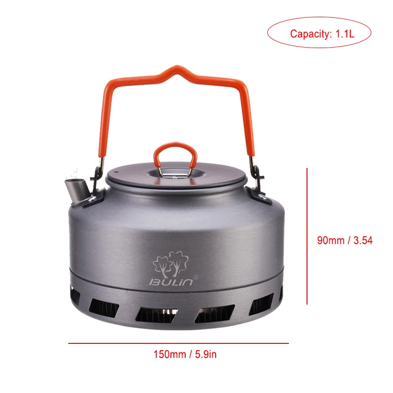 Kitchen Utensils Camping Cookware Camping Cookware Set Coffee and Tea Kettle Bulin 1.1L 1.6L Outdoor Ultralight Heat-Gathering Kettle Aluminum Alloy Portable Hot Coffee Pot Teapot Cooking Cookware