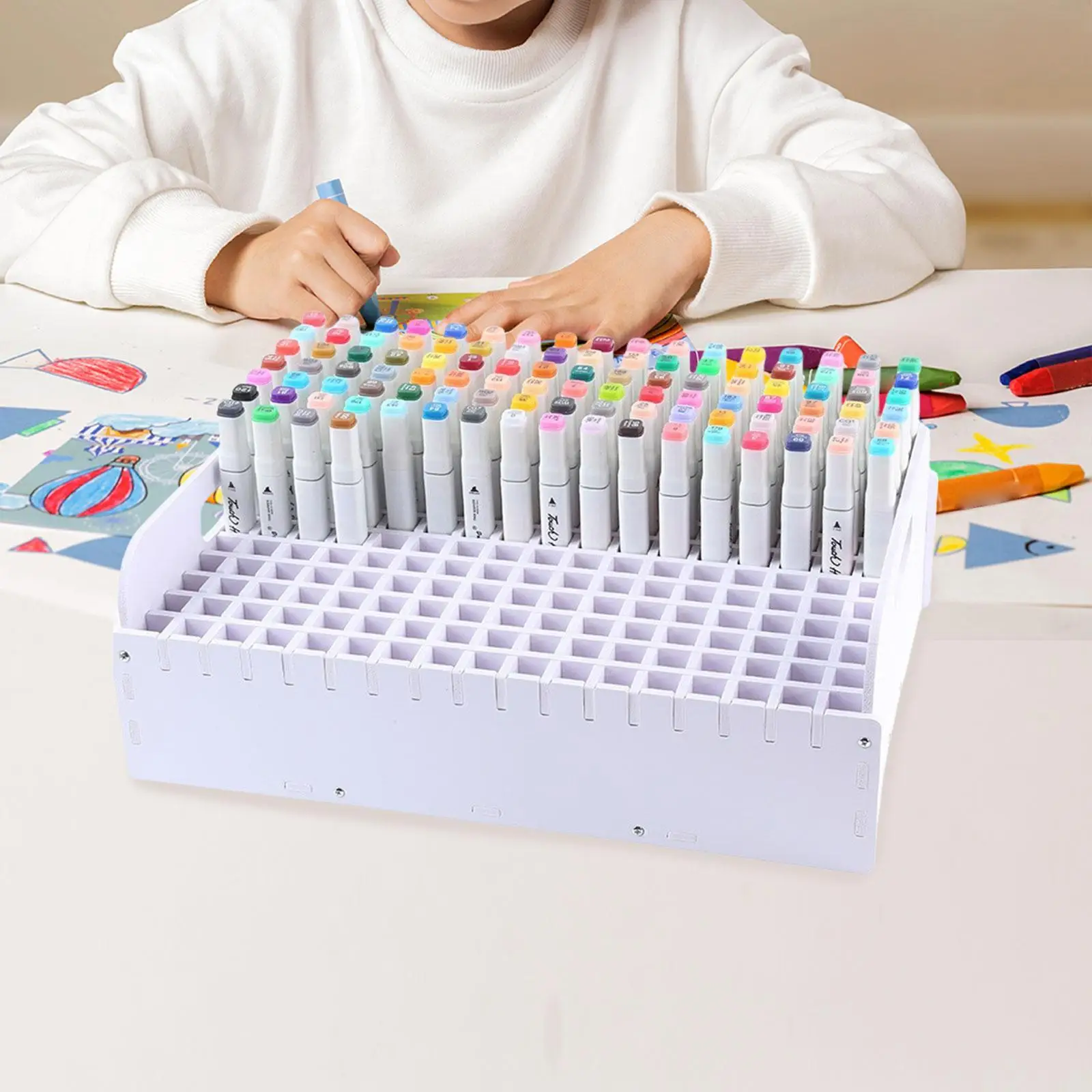 Marker Pen Organizer Pencil Holder Multi Slots for Desk for Artist Marker Storage Rack Desk Organizer Home Classroom Office