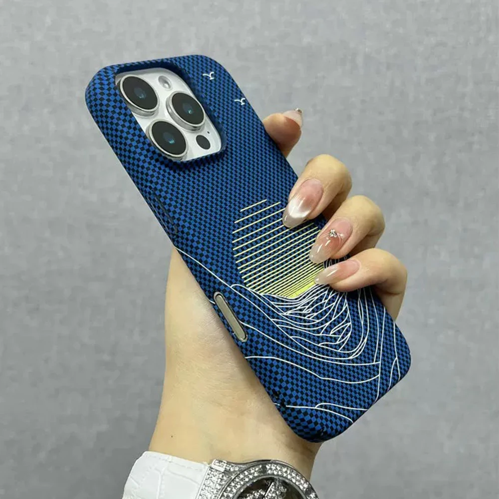 Luxury Slim Carbon Fiber Pattern Hard Armor Phone Case - Shockproof Protection Bumper Cover