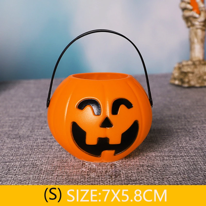 Halloween Pumpkin Bucket Candy Bucket Pumpkins Basket Snack Candy Tote Party Trick or Treat Props Halloweens Decoration Supplies