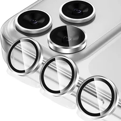 Premium Tempered Glass Metal Camera Protector Lens Cover - iPhone 17 Pro Max (Silver)